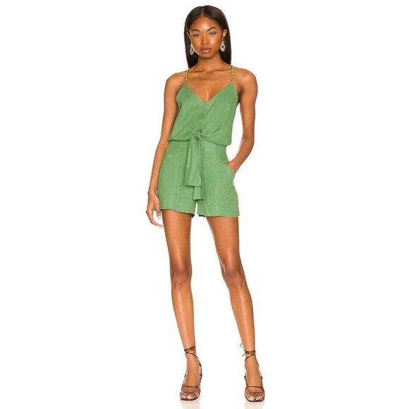 Vix Swimwear Nora Detail Mini Romper Bamboo Greens Traps Gold